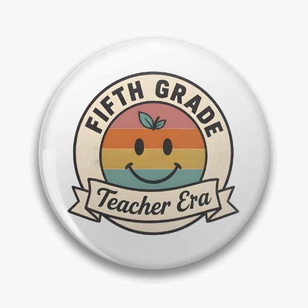Item preview, Retro Fifth Grade Teacher Era Groovy Smiley Badge T-Shirt designed and sold by FestivityFinds.
