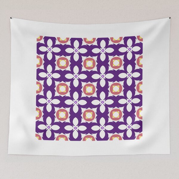 Item preview, Purple Floral Geometric Seamless Pattern with Peach Accents designed and sold by Nicha Studio.