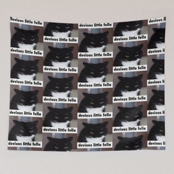 Item preview, devious little fella cat meme designed and sold by CatsCritterDesigns .