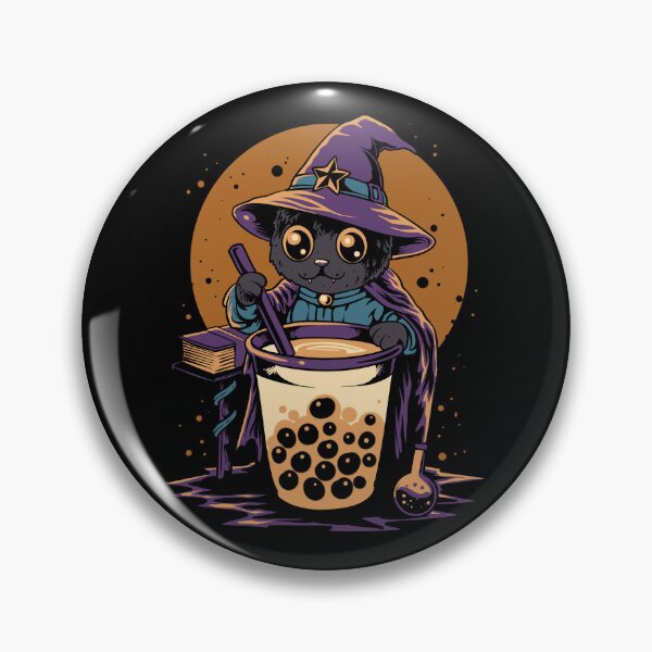 Item preview, Cute Witch Cat Drinking Bubble Tea Halloween Kawaii Boba T-Shirt designed and sold by phsycartwork.