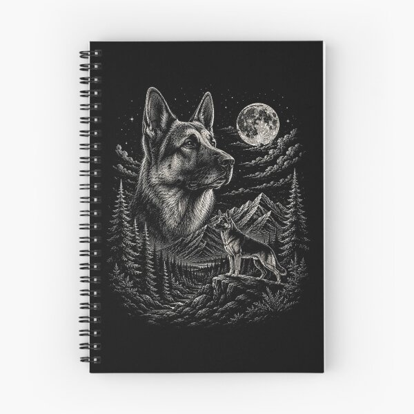 Item preview,  Mountain Forest German Shepherd Under the Full Moon | Vintage Wildlife designed and sold by SOUFIANE1991.