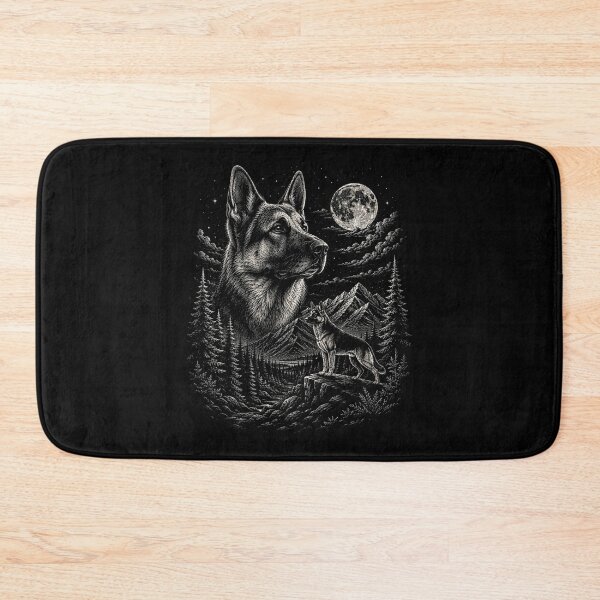 Item preview,  Mountain Forest German Shepherd Under the Full Moon | Vintage Wildlife designed and sold by SOUFIANE1991.