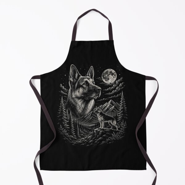 Item preview, Mountain Forest German Shepherd Under the Full Moon | Vintage Wildlife designed and sold by SOUFIANE1991.