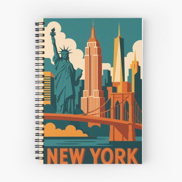 Item preview, Retro Pop Art Poster Illustration of New York City | Bold Manhattan City Print with Statue of Liberty, Times Square & Empire State Building | Vintage American Travel Wall Art Decor designed and sold by PaintedPixels01.