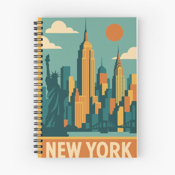 Item preview, Retro Pop Art Poster Illustration of New York City | Bold Manhattan City Print with Statue of Liberty, Times Square & Empire State Building | Vintage American Travel Wall Art Decor designed and sold by PaintedPixels01.