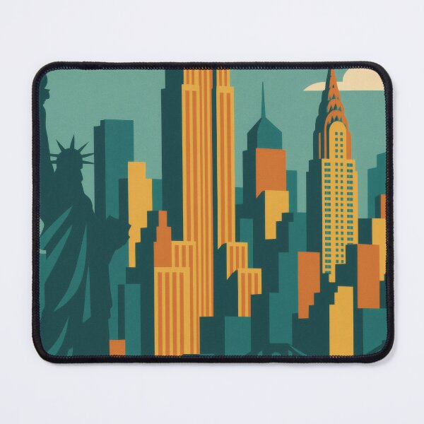 Item preview, Retro Pop Art Poster Illustration of New York City | Bold Manhattan City Print with Statue of Liberty, Times Square & Empire State Building | Vintage American Travel Wall Art Decor designed and sold by PaintedPixels01.