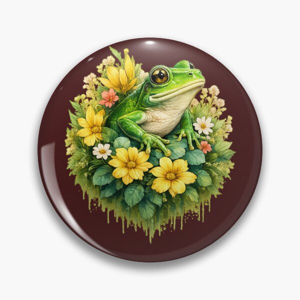 Item preview, Floral Frog: Vibrant Nature Art with Droplet Effect designed and sold by 63Hotpeppers.