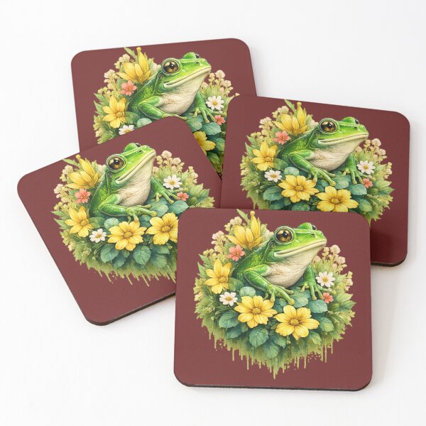 Item preview, Floral Frog: Vibrant Nature Art with Droplet Effect designed and sold by 63Hotpeppers.