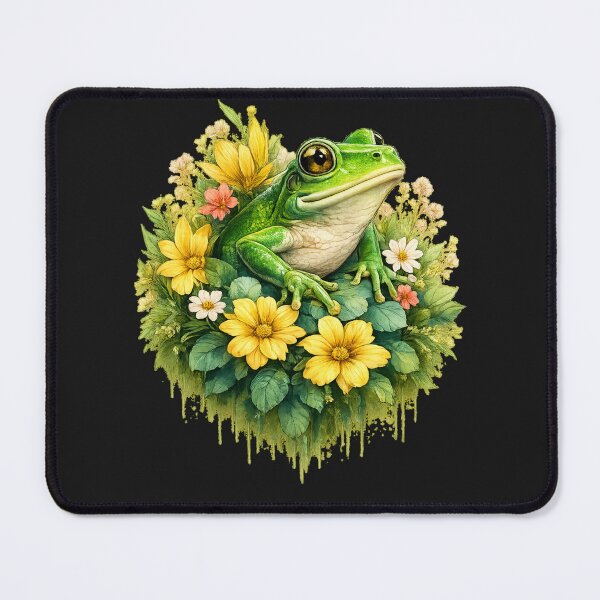 Item preview, Floral Frog: Vibrant Nature Art with Droplet Effect designed and sold by 63Hotpeppers.