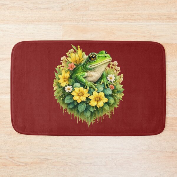 Item preview, Floral Frog: Vibrant Nature Art with Droplet Effect designed and sold by Quillora Wear Art.