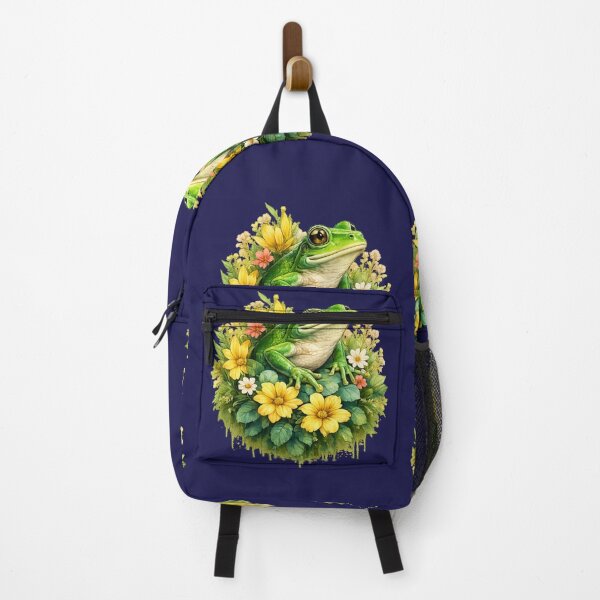 Item preview, Floral Frog: Vibrant Nature Art with Droplet Effect designed and sold by 63Hotpeppers.