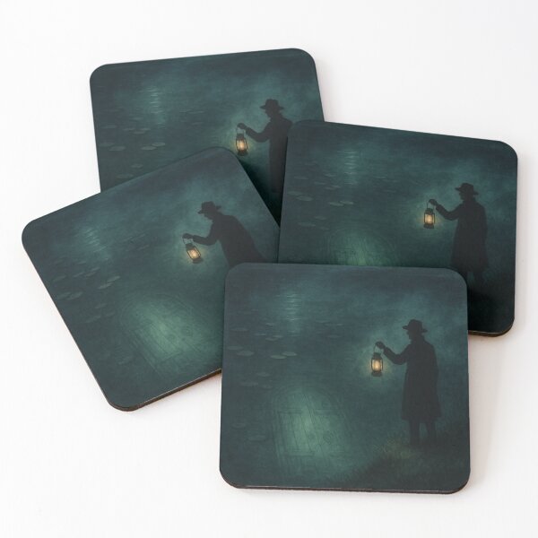 Item preview, Dark Academia Gothic Art | Lone Figure by Moonlit Lake | Moody Fanatsy Art designed and sold by yeeted17.