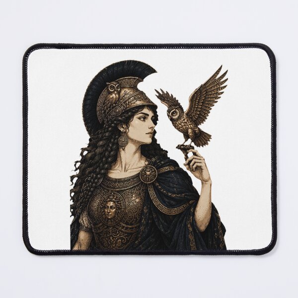 Item preview, Athena and Her Owl — Vintage Engraving Style Greek Mythology Art designed and sold by Qorvun.