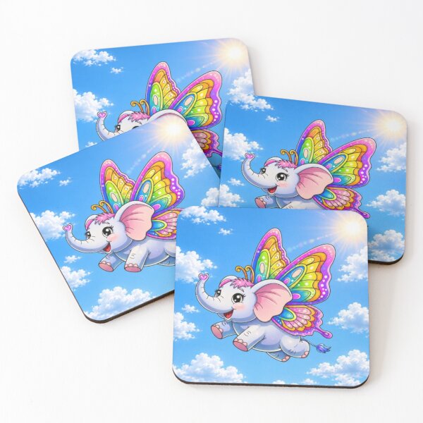 Item preview, Cute Flying Elephant Butterfly – Rainbow Fantasy Animal designed and sold by LittleGinnyArt.