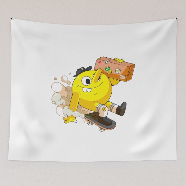 Item preview, Quirky Yellow Skateboarder with Travel Box Cartoon designed and sold by karodesign5.