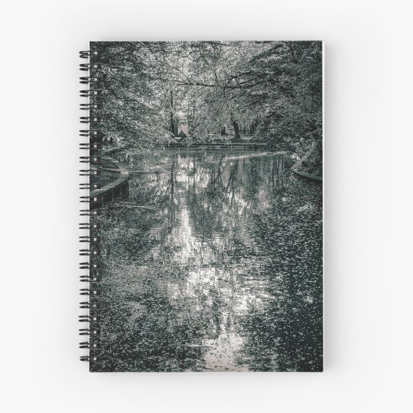 Item preview, Tranquil Lake Reflection in Bucharest's National Park — Black and White Print designed and sold by Rabee Khalil Photography.