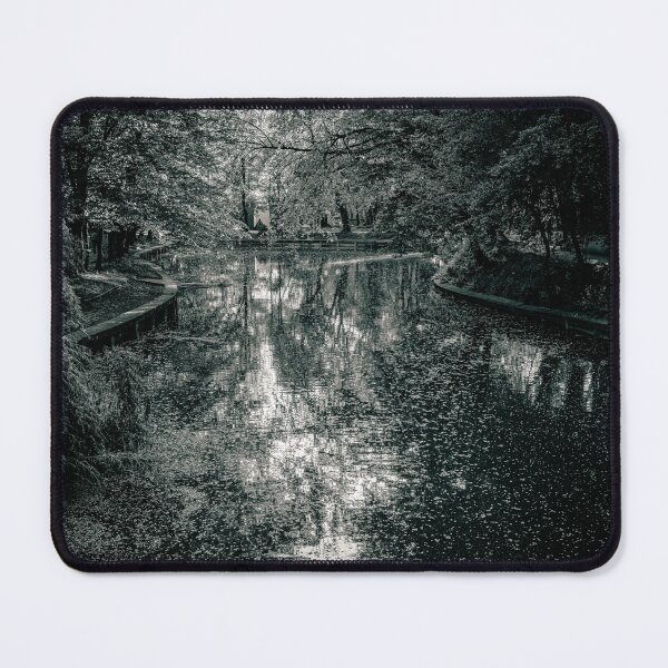 Item preview, Tranquil Lake Reflection in Bucharest's National Park — Black and White Print designed and sold by Rabee Khalil Photography.