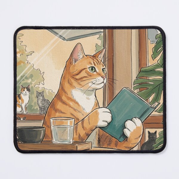 Item preview, Ginger Cat Reading a Book by the Window Illustration designed and sold by Butterfly-Dream.