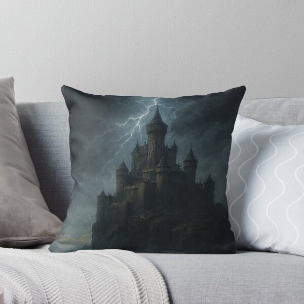 Item preview, Medieval Gothic Art | Midnight Storm Over Ancient Fortress | Dark Fantasy Painting designed and sold by yeeted17.
