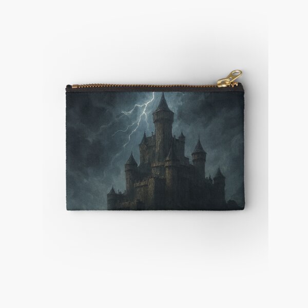 Item preview, Medieval Gothic Art | Midnight Storm Over Ancient Fortress | Dark Fantasy Painting designed and sold by yeeted17.