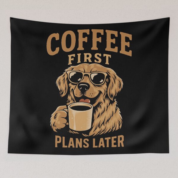 Item preview, Coffee First Plans Later Funny Coffee Lover Golden Retriever T-Shirt designed and sold by phsycartwork.