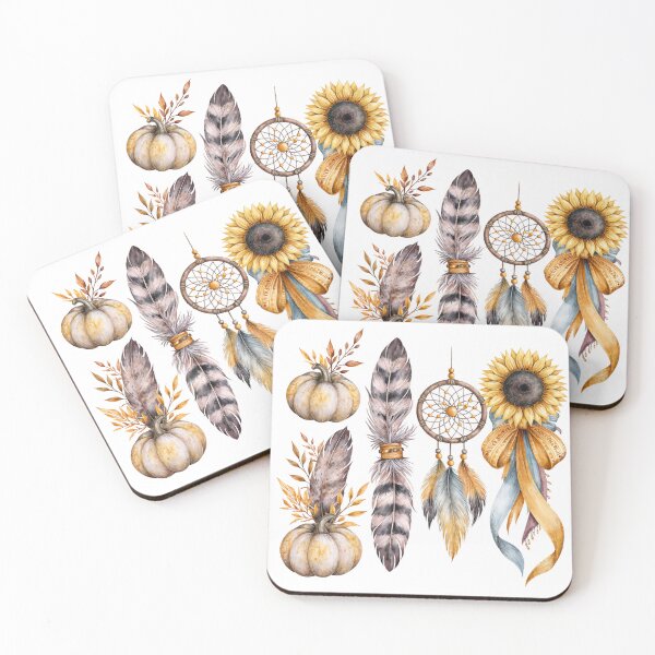 Item preview, Fall Boho Watercolor Elements | Pumpkin, Feather, Dreamcatcher, Sunflower designed and sold by Anastasiia Yurevych.