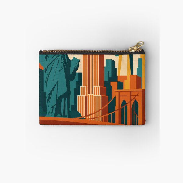 Item preview, Retro Pop Art Poster Illustration of New York City | Bold Manhattan City Print with Statue of Liberty, Times Square & Empire State Building | Vintage American Travel Wall Art Decor designed and sold by PaintedPixels01.