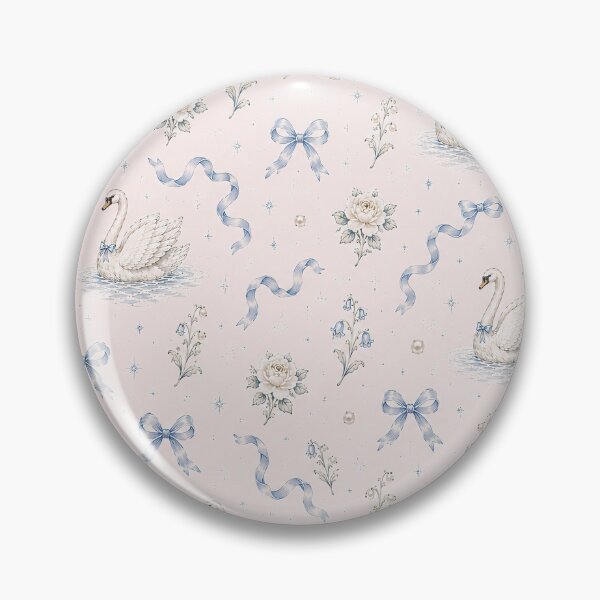 Item preview, Vintage Cottagecore Swan Lake Blue Ribbon Floral Pattern designed and sold by Luv4tete.