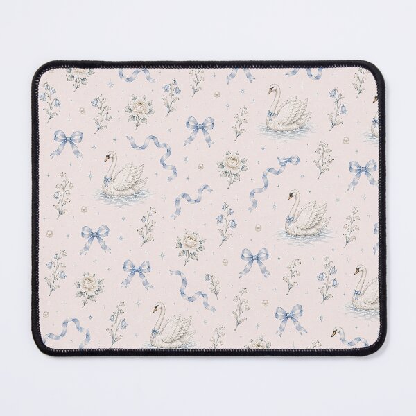 Item preview, Vintage Cottagecore Swan Lake Blue Ribbon Floral Pattern designed and sold by Luv4tete.