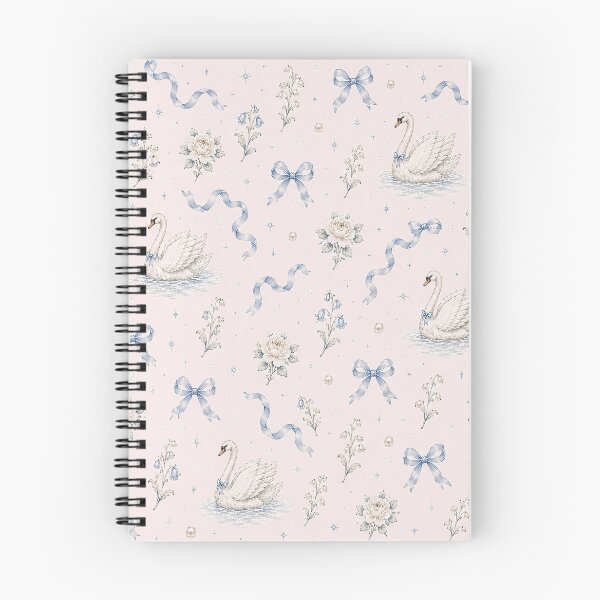Item preview, Vintage Cottagecore Swan Lake Blue Ribbon Floral Pattern designed and sold by Luv4tete.