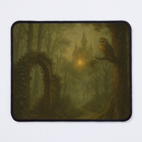 Item preview, Enchanted Forest Art | Mist-Blanketed Forest with Hidden | Fantasy Medieval Owl Art designed and sold by yeeted17.