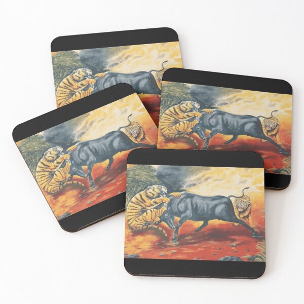 Item preview, Tigers and Bull Dramatic Battle designed and sold by VividSurreal.