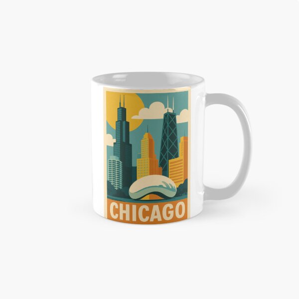 Item preview, Retro Pop Art Poster Illustration of Chicago | Bold Windy City Print with Willis Tower, Cloud Gate, Chicago River & Iconic Skyline | Vintage American Travel Wall Art Decor designed and sold by PaintedPixels01.