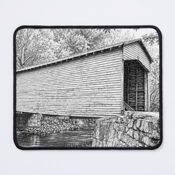 Item preview, Link Farm Covered Bridge - graphene pencil designed and sold by gotucoveredart.