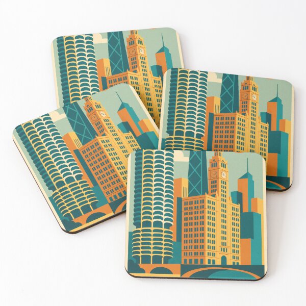 Item preview, Retro Pop Art Poster Illustration of Chicago | Bold Windy City Print with Willis Tower, Cloud Gate, Chicago River & Iconic Skyline | Vintage American Travel Wall Art Decor designed and sold by PaintedPixels01.