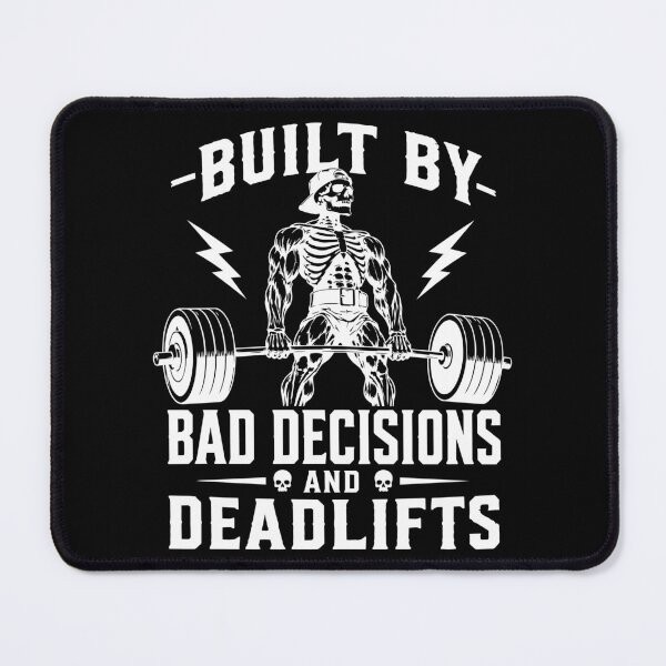 Item preview, Built By Bad Decisions and Deadlifts Skeleton Gym T Shirt, Muscular Skeleton Deadlift Shirt, Powerlifting Tee, Hardcore Fitness designed and sold by w1ckerman.