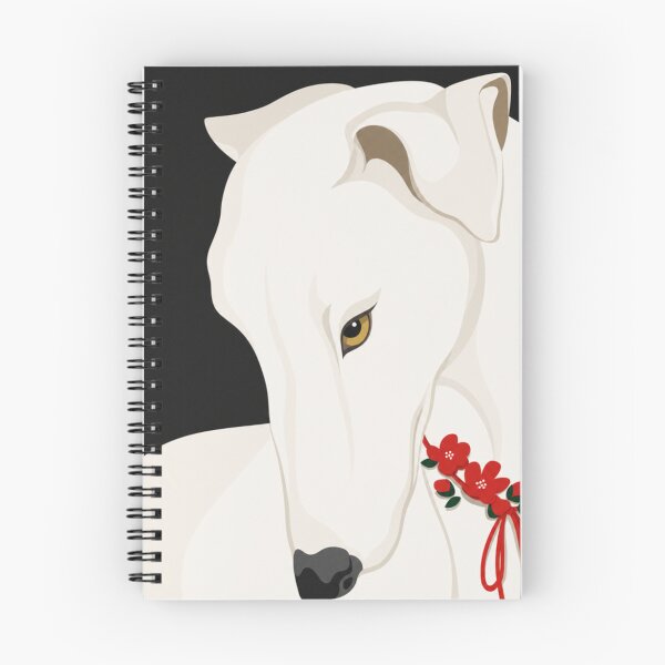 Item preview, Elegant White Greyhound with Red Floral Wreath designed and sold by minbadesign.