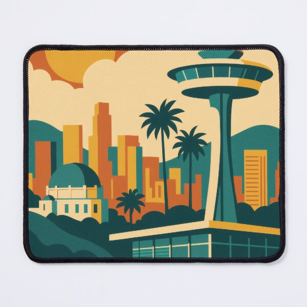 Item preview, Retro Pop Art Poster Illustration of Los Angeles | Bold Hollywood City Print with Hollywood Sign, Griffith Observatory & Palm-Lined Skyline | Vintage California Travel Wall Art Decor designed and sold by PaintedPixels01.