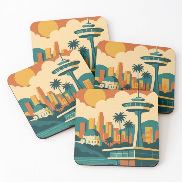 Item preview, Retro Pop Art Poster Illustration of Los Angeles | Bold Hollywood City Print with Hollywood Sign, Griffith Observatory & Palm-Lined Skyline | Vintage California Travel Wall Art Decor designed and sold by PaintedPixels01.