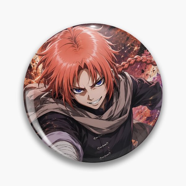 Item preview, Red-Haired Anime Warrior with Battle Umbrella | Cosmic Samurai Action Art Print designed and sold by Dyan4.