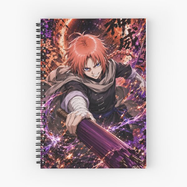 Item preview, Red-Haired Anime Warrior with Battle Umbrella | Cosmic Samurai Action Art Print designed and sold by Dyan4.