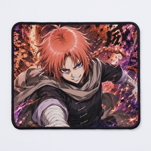 Item preview, Red-Haired Anime Warrior with Battle Umbrella | Cosmic Samurai Action Art Print designed and sold by Dyan4.
