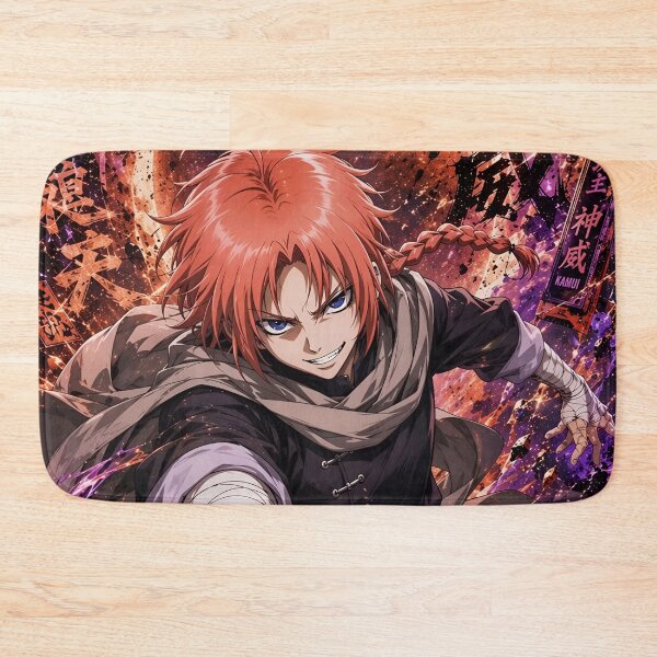 Item preview, Red-Haired Anime Warrior with Battle Umbrella | Cosmic Samurai Action Art Print designed and sold by Dyan4.