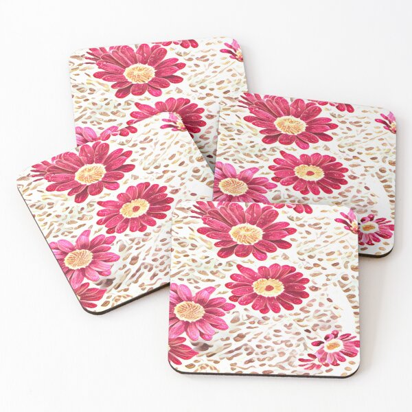 Item preview, Impressionist Pink Daisy Flower Leopard Pattern designed and sold by BalkanBloom.