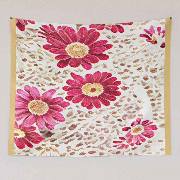 Item preview, Impressionist Pink Daisy Flower Leopard Pattern designed and sold by BalkanBloom.