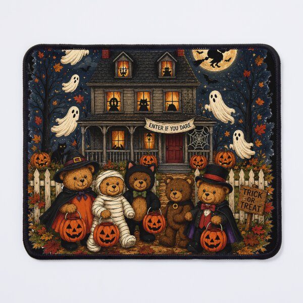 Item preview, Cute Halloween Teddy Bears Trick or Treat at Haunted House designed and sold by Spyshirt.