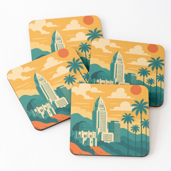 Item preview, Retro Pop Art Poster Illustration of Los Angeles | Bold Hollywood City Print with Hollywood Sign, Griffith Observatory & Palm-Lined Skyline | Vintage California Travel Wall Art Decor designed and sold by PaintedPixels01.