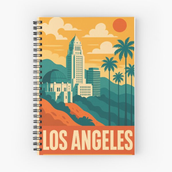 Item preview, Retro Pop Art Poster Illustration of Los Angeles | Bold Hollywood City Print with Hollywood Sign, Griffith Observatory & Palm-Lined Skyline | Vintage California Travel Wall Art Decor designed and sold by PaintedPixels01.