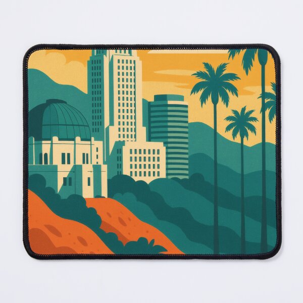 Item preview, Retro Pop Art Poster Illustration of Los Angeles | Bold Hollywood City Print with Hollywood Sign, Griffith Observatory & Palm-Lined Skyline | Vintage California Travel Wall Art Decor designed and sold by PaintedPixels01.