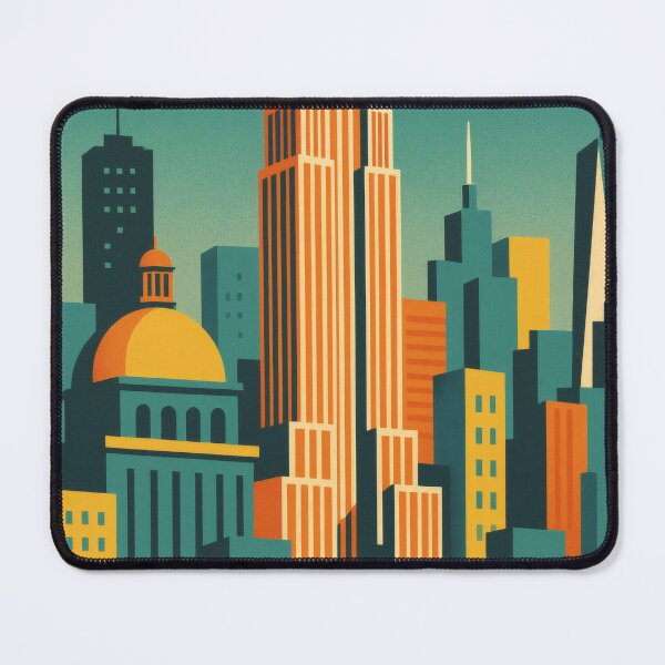 Item preview, Retro Pop Art Poster Illustration of New York City | Bold Manhattan City Print with Statue of Liberty, Times Square & Empire State Building | Vintage American Travel Wall Art Decor designed and sold by PaintedPixels01.